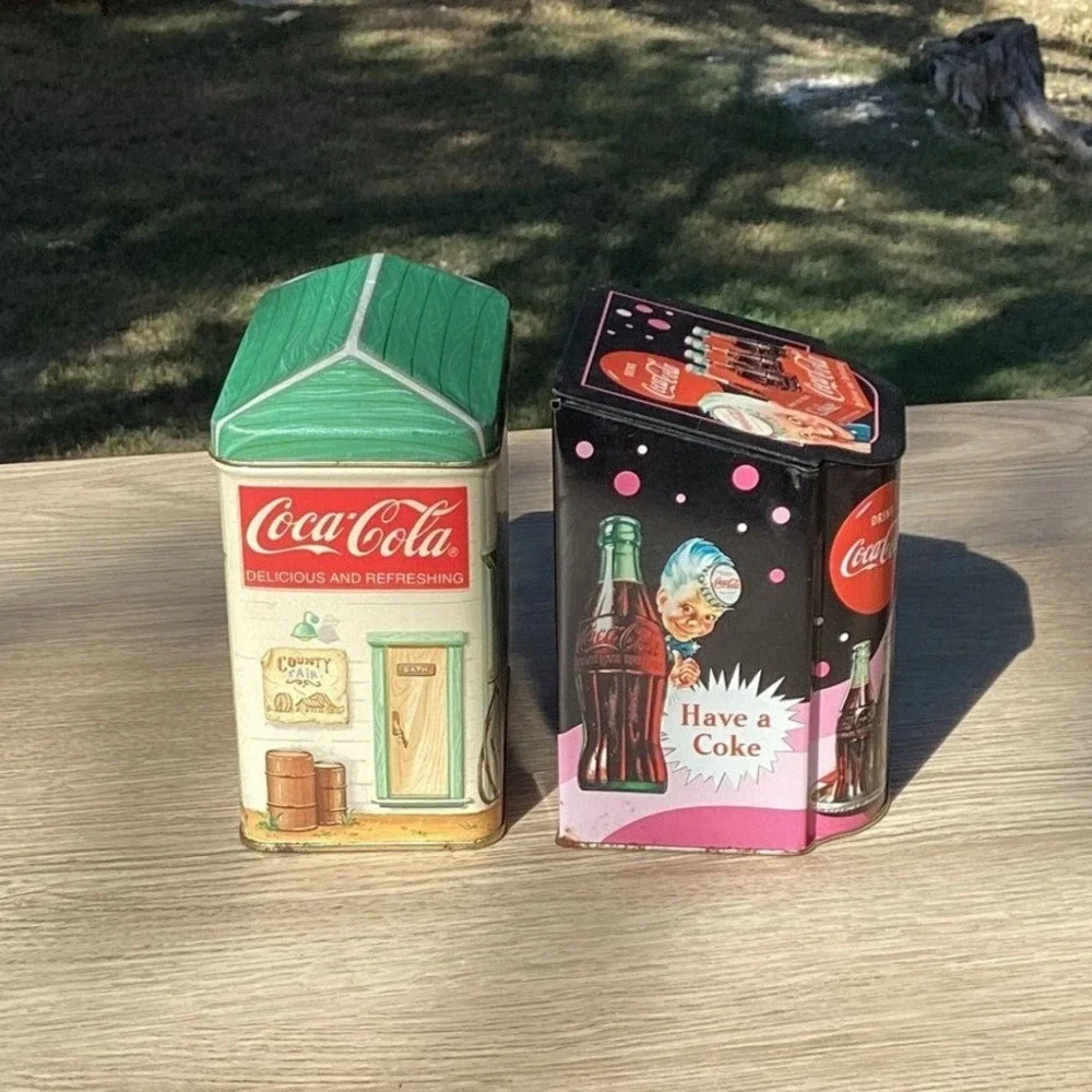 Coca Cola Tin Canisters Set Vintage Gas Station‎ Diner Retro Collectible